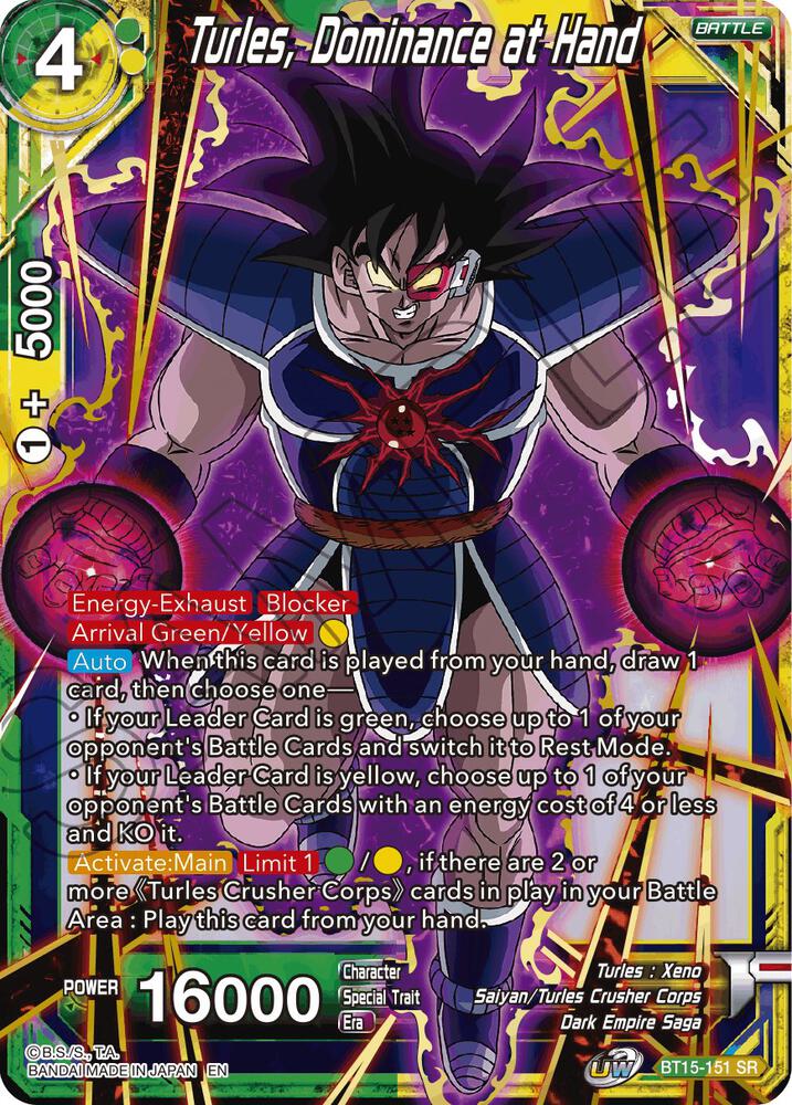 Turles, Dominance at Hand Super Rare Saiyan Showdown BT15-151 NM