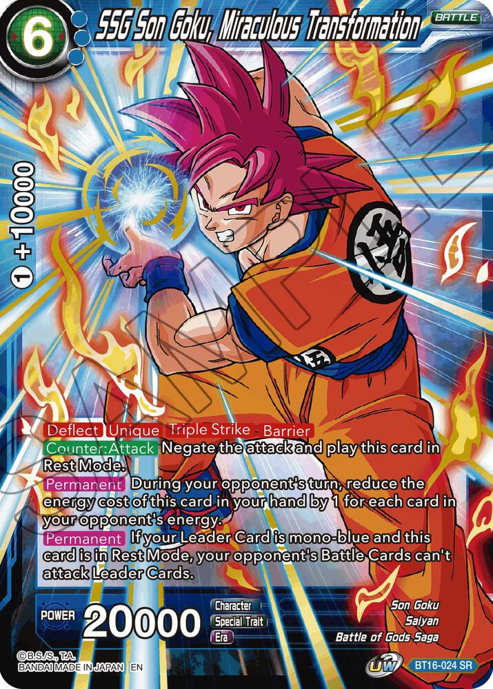 SSG Son Goku, Miraculous Transformation Super Rare Realm of the Gods BT16-024 NM