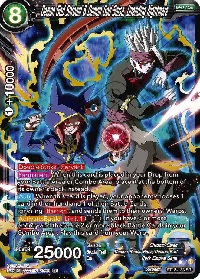 Demon God Shroom & Demon God Salsa, Unending Nightmare Super Rare Dawn of the Z-Legends BT18-133 NM