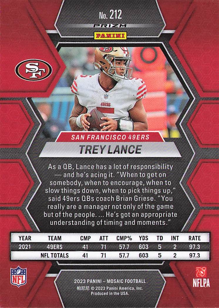 2023 Panini Mosaic #212 Trey Lance Camo Pink Mosaic