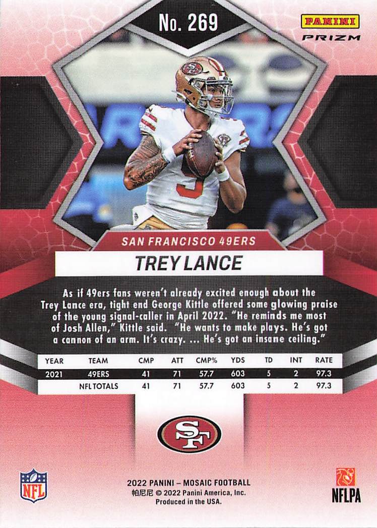 2022 Panini Mosaic #269 Trey Lance Mosaic Green