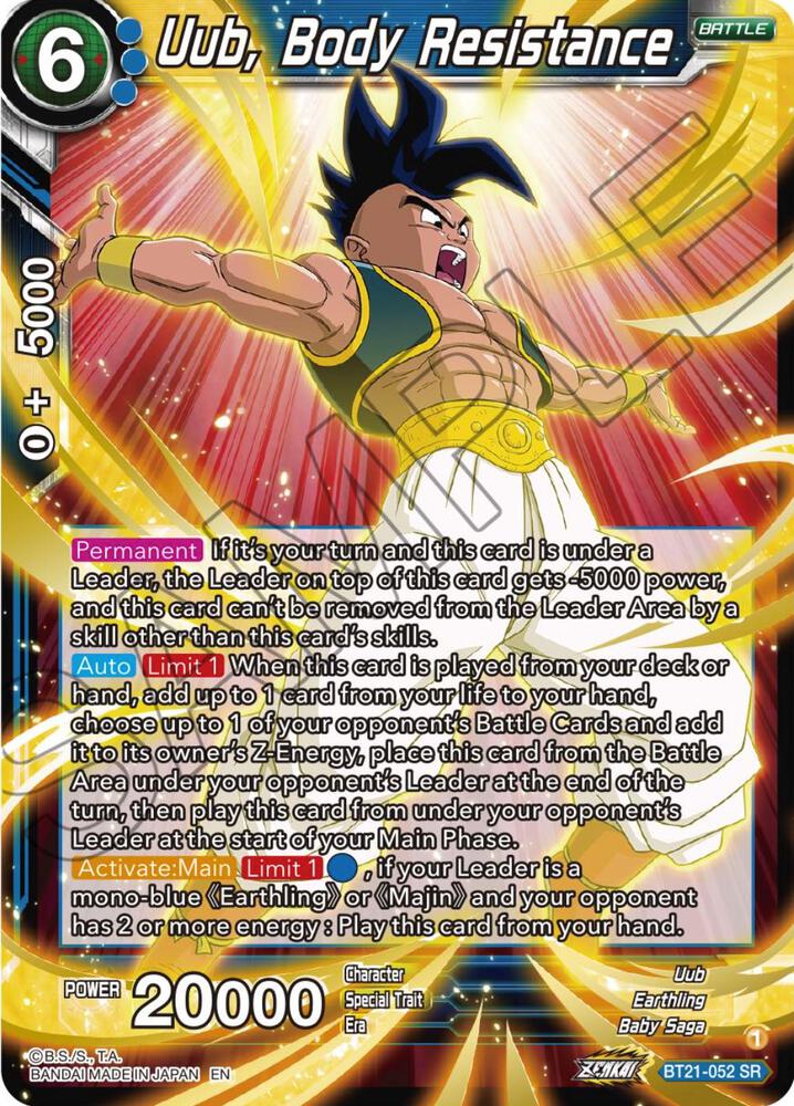 Uub, Body Resistance Super Rare Wild Resurgence BT21-052 NM