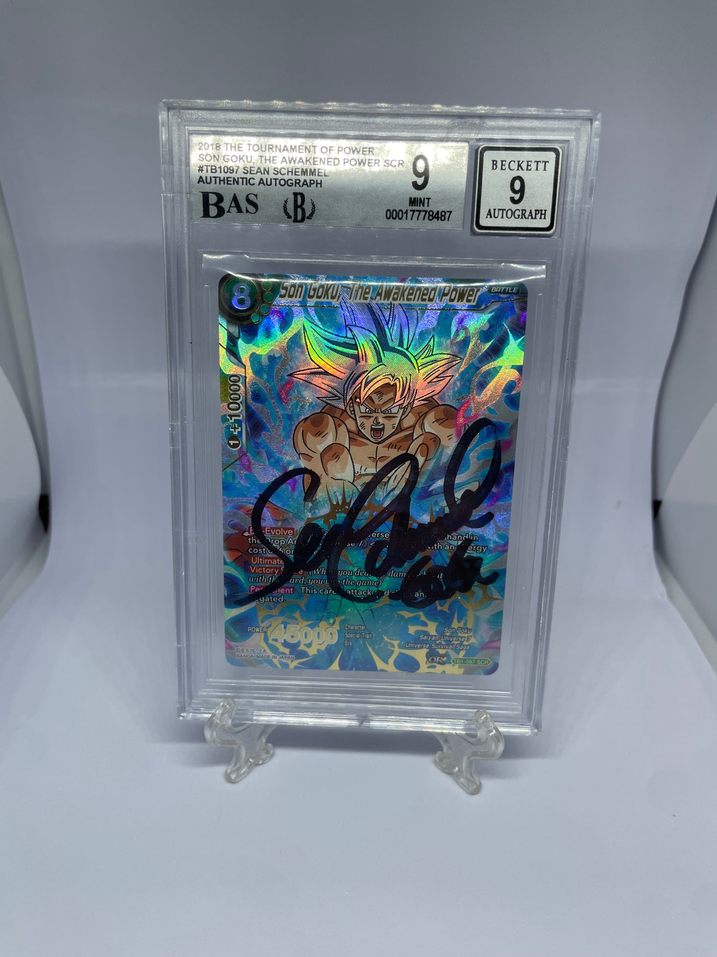 Son Goku, The Awakening Power SCR, signed by Sean Schemmel - BGS 9 / Auto 9