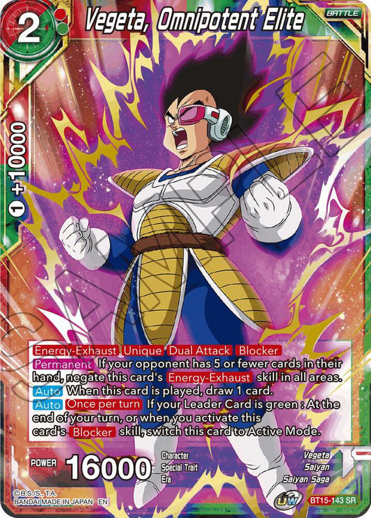 Vegeta, Omnipotent Elite Super Rare Saiyan Showdown BT15-143 NM