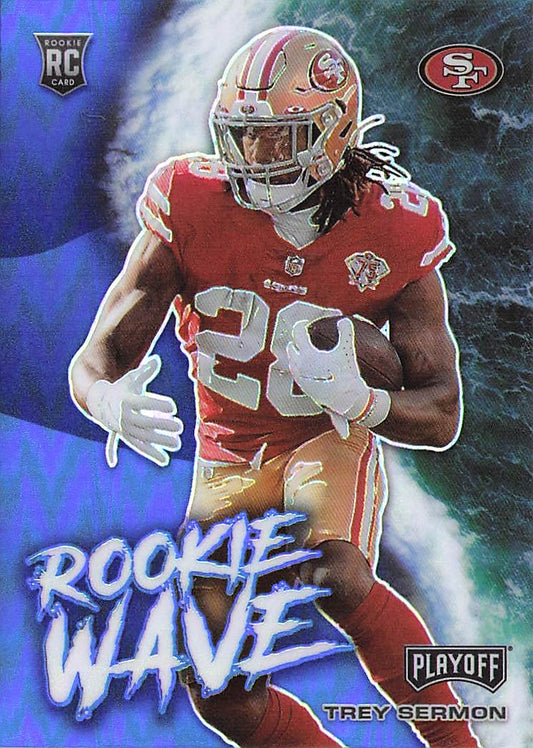 2021 Panini Playoff #RW-TSE Trey Sermon Rookie Wave Blue