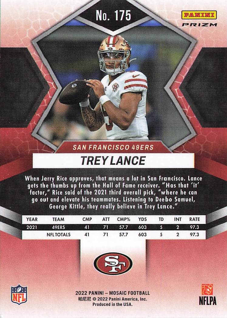2022 Panini Mosaic #175 Trey Lance Mosaic Green