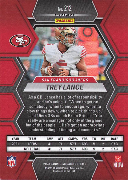 2023 Panini Mosaic #212 Trey Lance Camo Pink Mosaic
