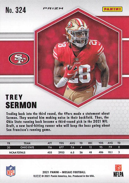 2021 Panini Mosaic #324 Trey Sermon Prizm Green