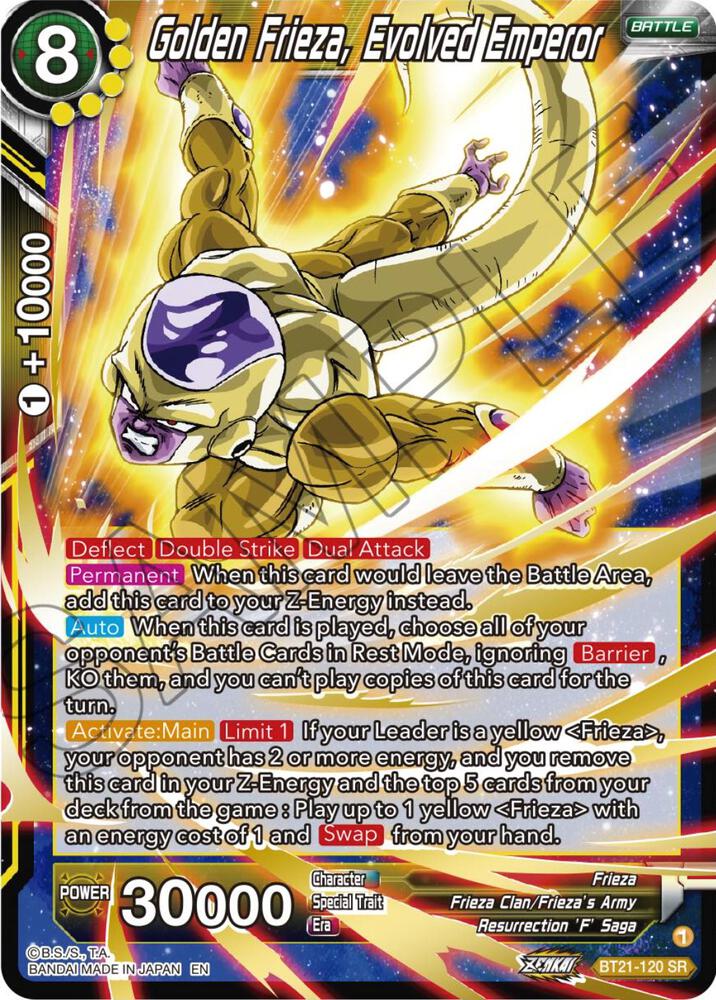Golden Frieza, Evolved Emperor Super Rare Wild Resurgence BT21-120 NM