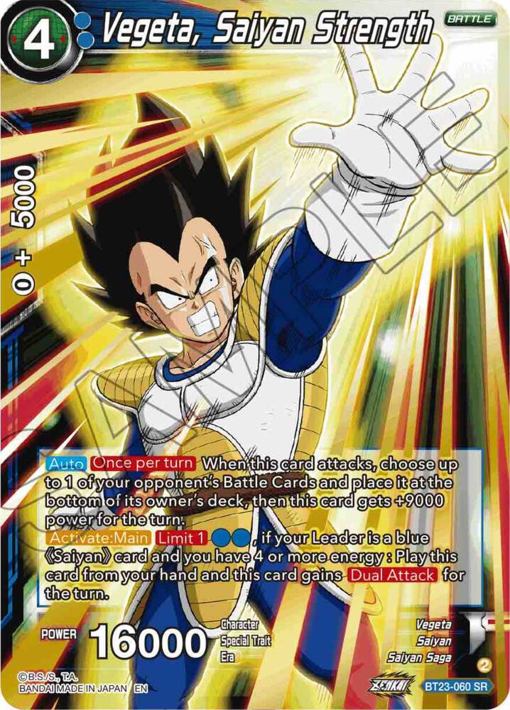 Vegeta, Saiyan Strength Super Rare Perfect Combination BT23-060 NM