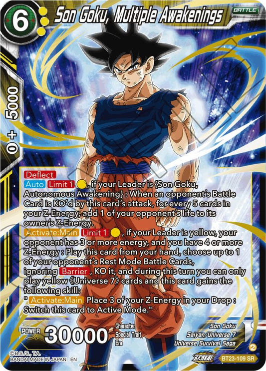 Son Goku, Multiple Awakenings Super Rare Perfect Combination BT23-109 NM