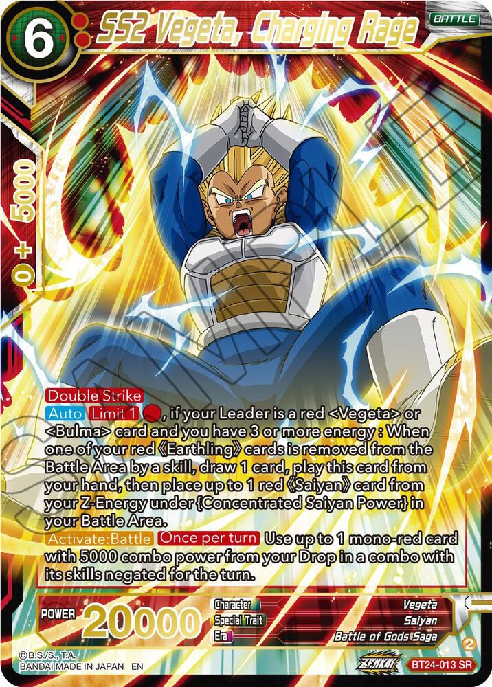 SS2 Vegeta, Charging Rage Super Rare Beyond Generations BT24-013 NM