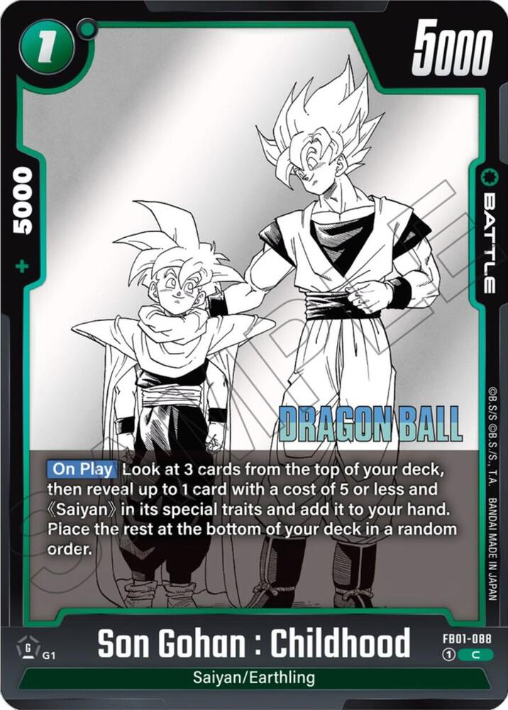 Son Gohan: Childhood Common Manga Booster 01 FB01-088 NM