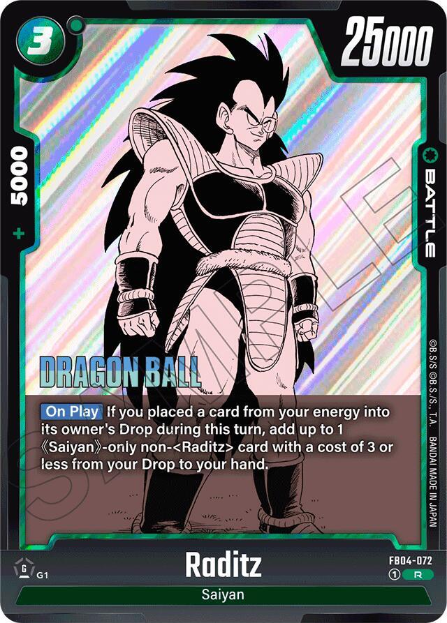 Raditz - FB04-072 Rare Manga Booster 01 FB04-072 NM