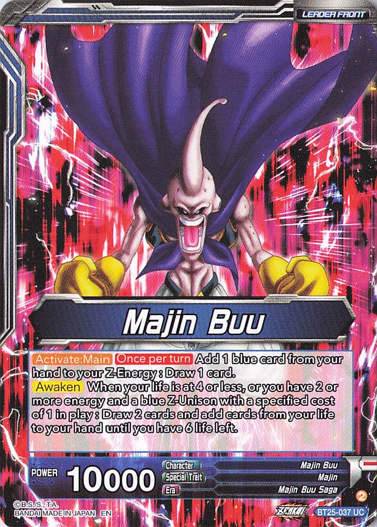 Majin Buu // Majin Buu, Shape-Shifter (SLR) Special Leader Rare Legend of the Dragon Balls BT25-037 NM (Back)